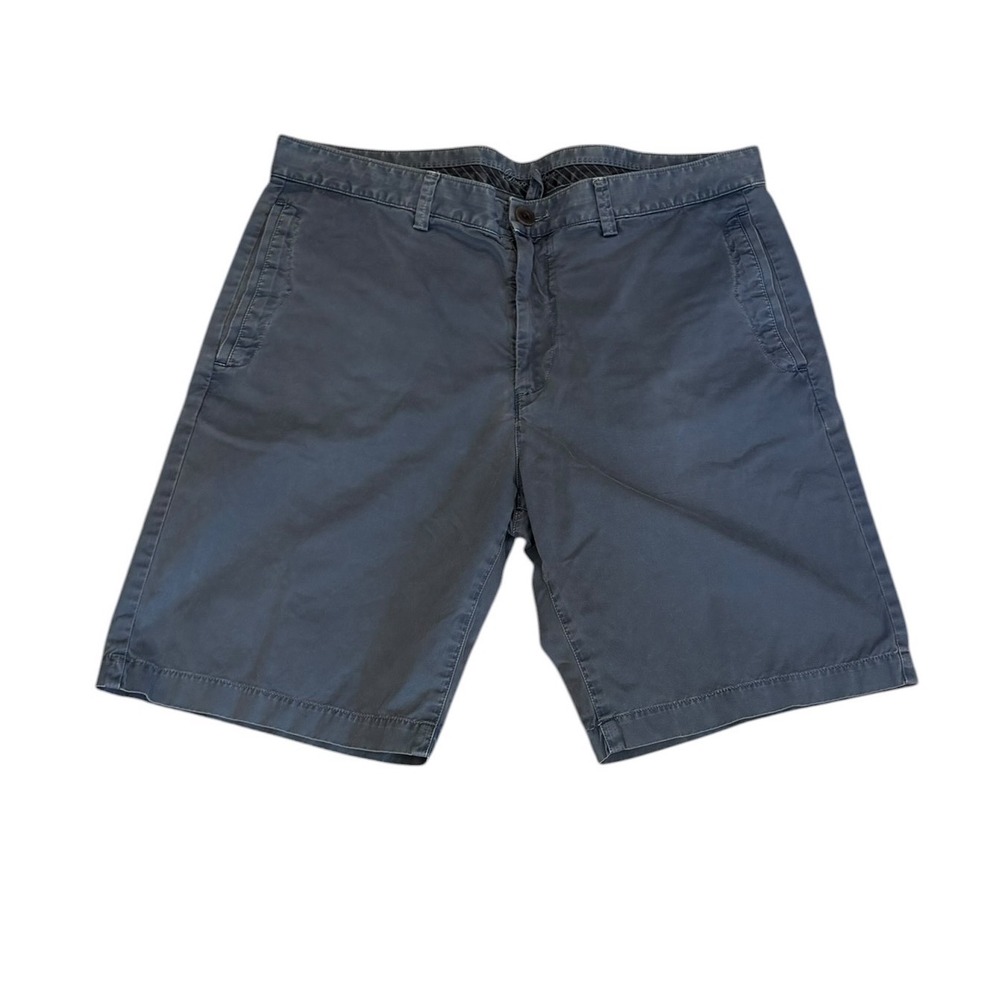 Robert Graham Coupe Classique Mens Chino Shorts Blue Grey Size 36 Flat Front